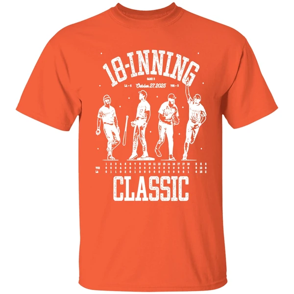 18-inning-classic-los-angeles-dodgers-world-series-2025-shirt-orange