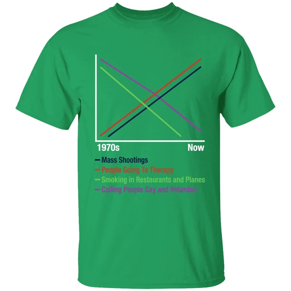 1970s Vs Now Mas Shootings People Going To Therapy Shirt - Image 2