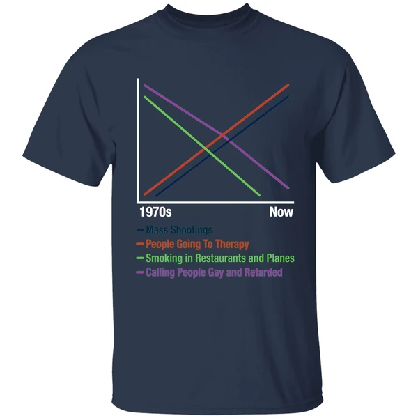 1970s vs now mas shootings people going to therapy shirt navy