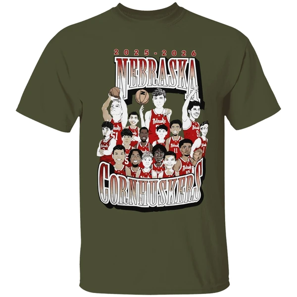 2025 2026 nebraska cornhuskers mens basketball shirt militarygreen