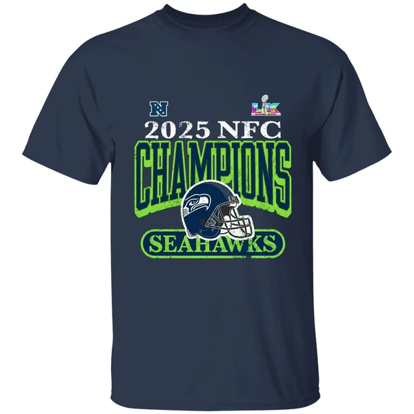 2025 nfc champions seattle seahawks super bowl lx bound shirt navy