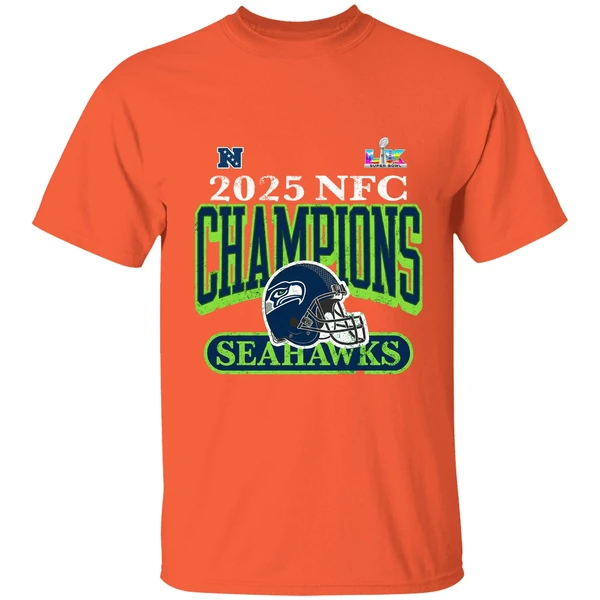 2025 nfc champions seattle seahawks super bowl lx bound shirt orange