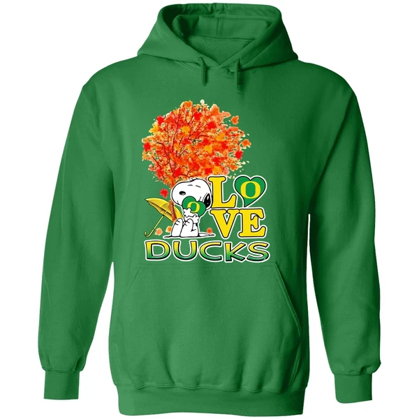 2025 Peanuts Snoopy Hug Heart I Love Oregon Ducks Hoodie - Image 2