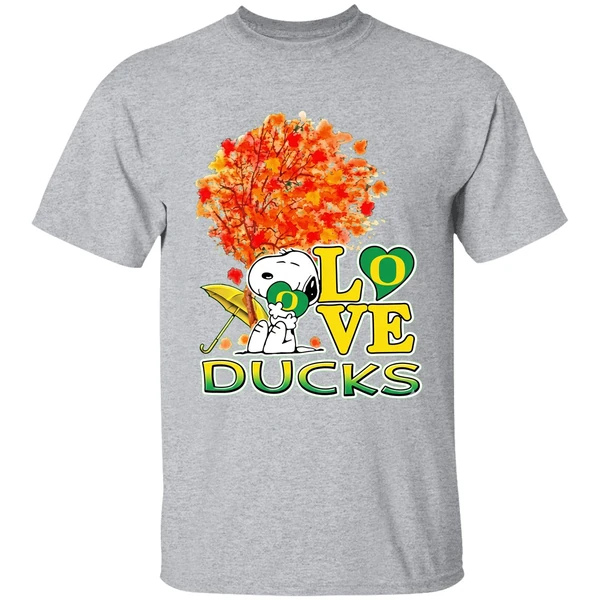 2025 Peanuts Snoopy Hug Heart I Love Oregon Ducks Shirt - Image 6