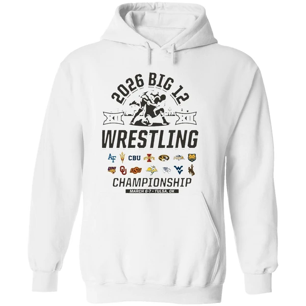 2026 Big 12 Wrestling Championship March 6 7 2026 Tulsa Oklahoma All Team Logo Hoodie - Image 8