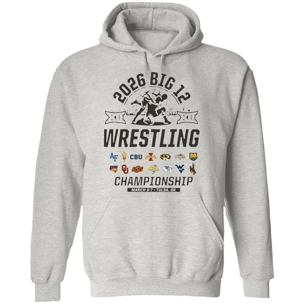 2026 Big 12 Wrestling Championship March 6 7 2026 Tulsa Oklahoma All Team Logo Hoodie - Image 9