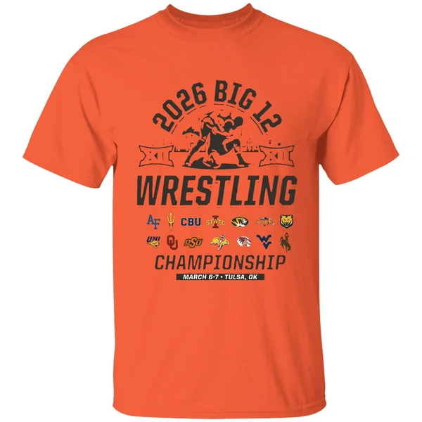 2026 Big 12 Wrestling Championship March 6 7 2026 Tulsa Oklahoma All Team Logo Shirt - Image 3