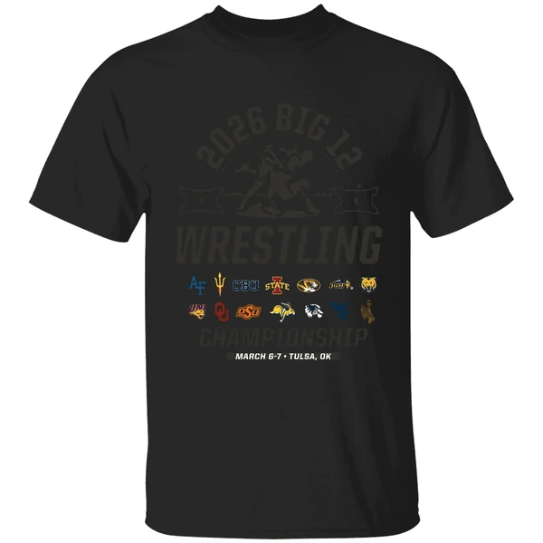 2026 Big 12 Wrestling Championship March 6 7 2026 Tulsa Oklahoma All Team Logo Shirt - Image 7