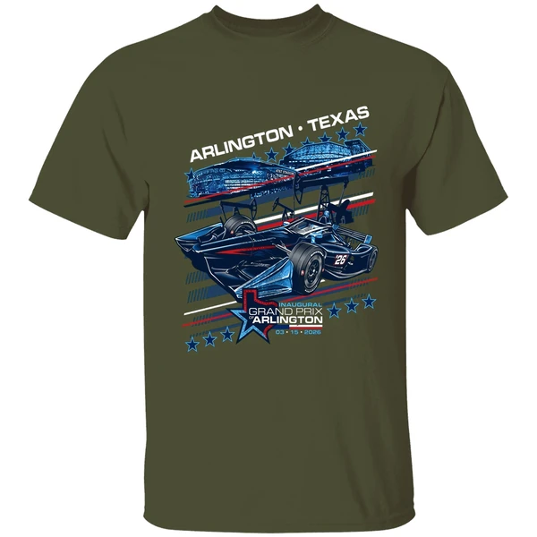 2026 inaugural grand prix of arlington ghost car shirt militarygreen