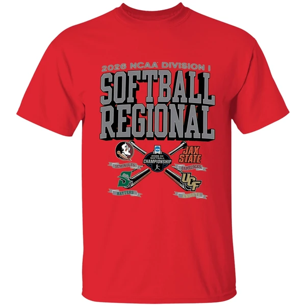 2026 ncaa division i softball regional florida state seminoles ucf knights jacksonville state gamecocks stetson hatters shirt red