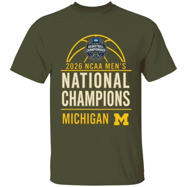 2026 ncaa mens basketball national champions michigan wolverines shirt militarygreen