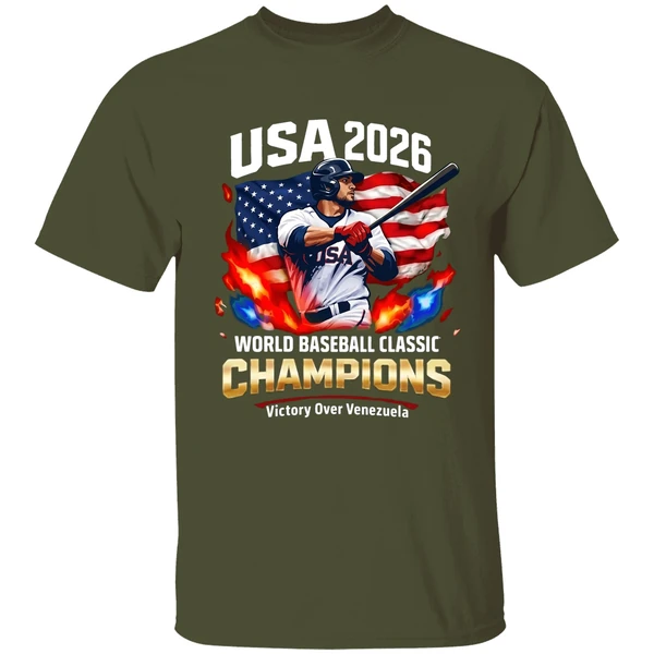 2026 usa world baseball classic champions victory over venezuela shirt militarygreen