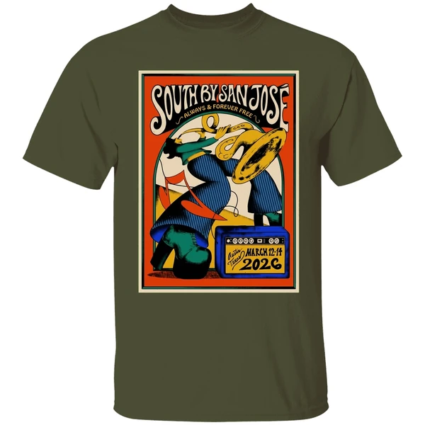 27th annual south by san jose 3 12 3 14 2026 austin tx poster shirt militarygreen