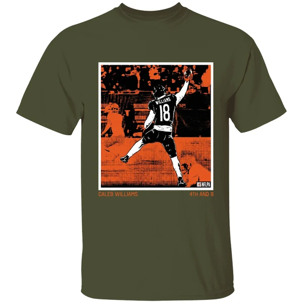 4th and 8 caleb williams chicago bears nfl signature shirt militarygreen