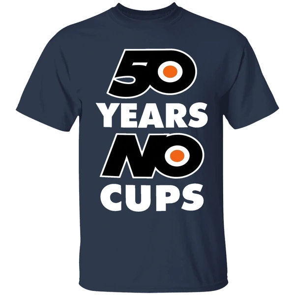50 years no cups philadelphia flyers shirt navy