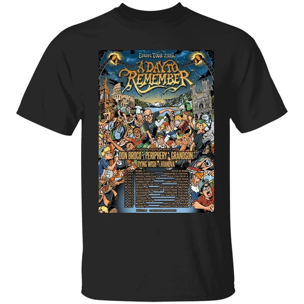 A Day To Remember Europe Tour 2026 Headline Shows Between Festivals Schedule Shirt - Image 7