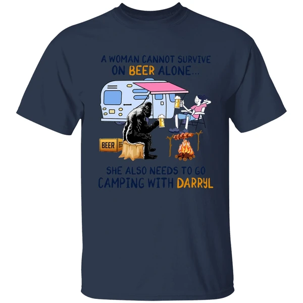 A Woman Cannot Survive On Beer Alone She Also Needs To Go Camping With Darryl Shirt - Image 4