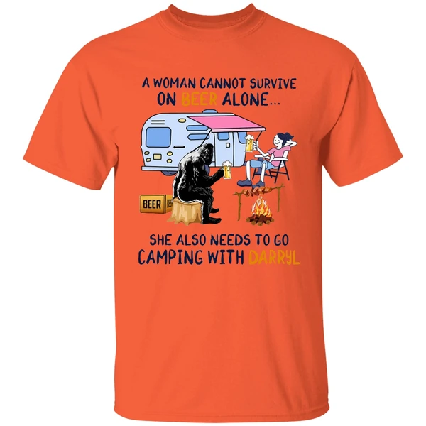 A Woman Cannot Survive On Beer Alone She Also Needs To Go Camping With Darryl Shirt - Image 5