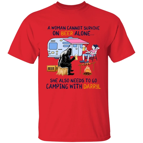 A Woman Cannot Survive On Beer Alone She Also Needs To Go Camping With Darryl Shirt - Image 6