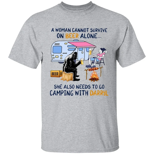 A Woman Cannot Survive On Beer Alone She Also Needs To Go Camping With Darryl Shirt - Image 8