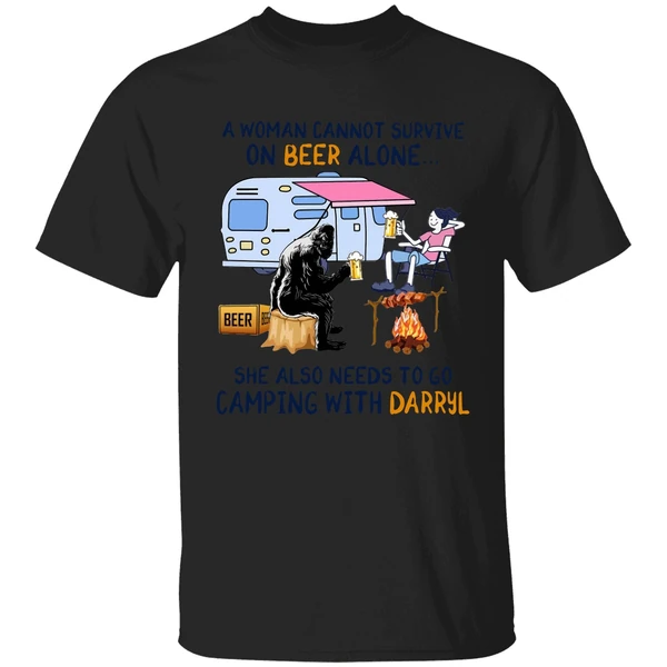 A Woman Cannot Survive On Beer Alone She Also Needs To Go Camping With Darryl Shirt - Image 9