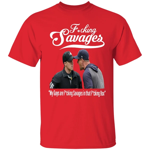 Aaron Boone Fucking Savages In The Box Baseball Shirt - Image 6