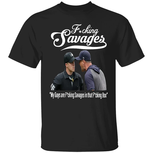 Aaron Boone Fucking Savages In The Box Baseball Shirt - Image 9