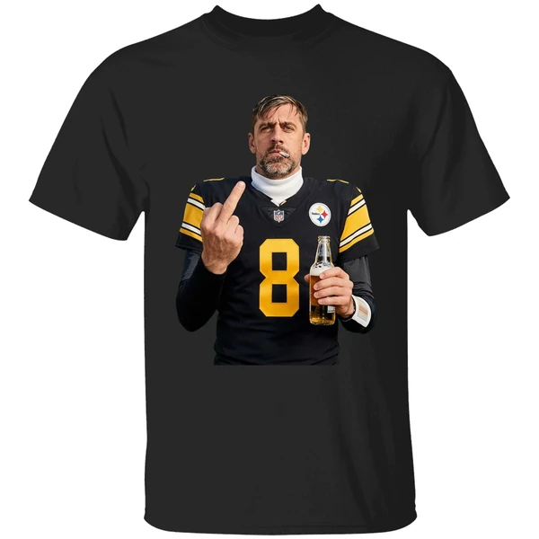 Aaron Rodgers 8 Pittsburgh Steelers Smoking Middle Finger And Holding Beer Can Shirt