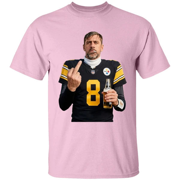 Aaron Rodgers 8 Pittsburgh Steelers Smoking Middle Finger And Holding Beer Can Shirt - Image 3