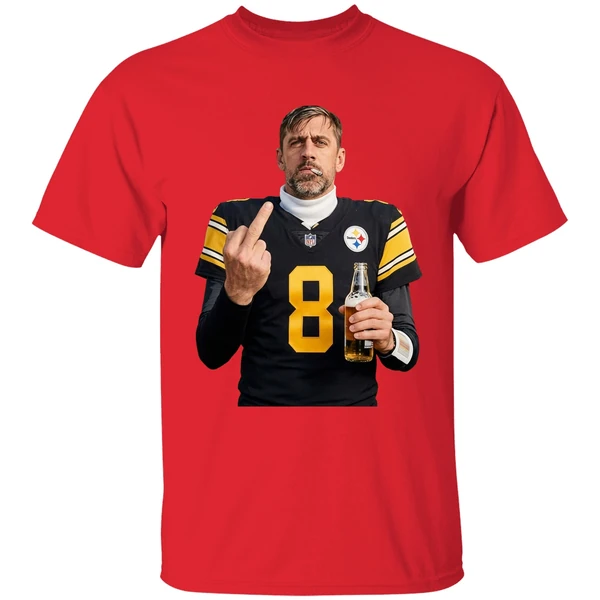Aaron Rodgers 8 Pittsburgh Steelers Smoking Middle Finger And Holding Beer Can Shirt - Image 7