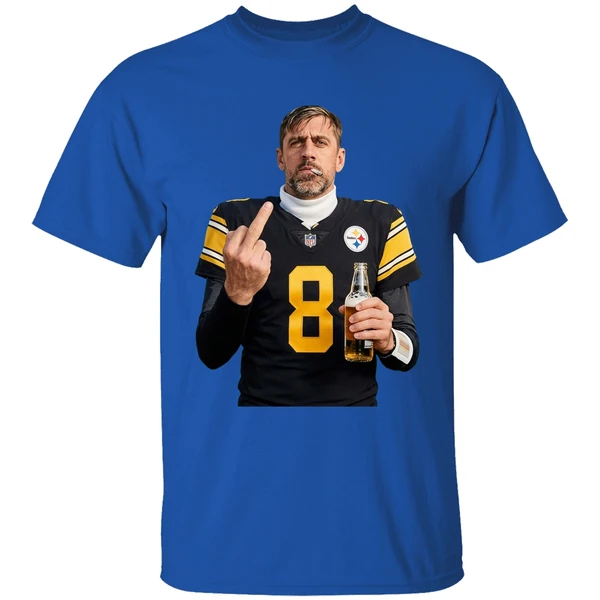 Aaron Rodgers 8 Pittsburgh Steelers Smoking Middle Finger And Holding Beer Can Shirt - Image 8