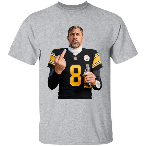 Aaron Rodgers 8 Pittsburgh Steelers Smoking Middle Finger And Holding Beer Can Shirt - Image 9