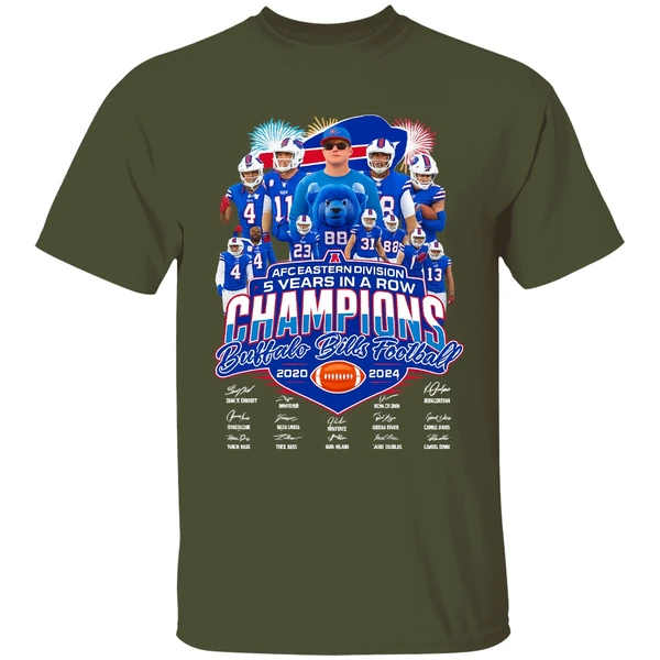 Afc Eastern Division 5 Years In A Row Champions Buffalo Bills Football 2020 2024 Shirt - Image 3