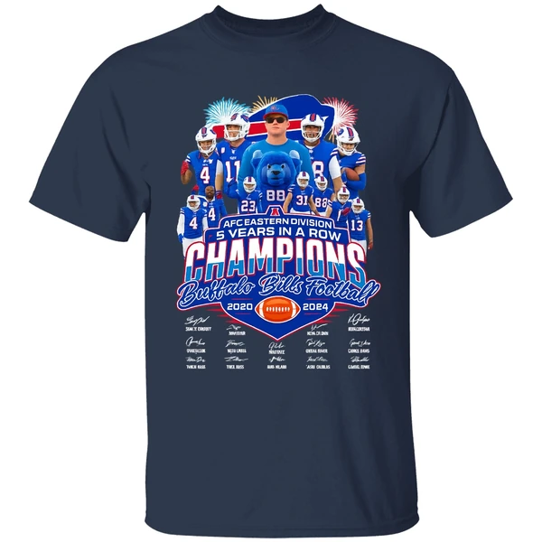 Afc Eastern Division 5 Years In A Row Champions Buffalo Bills Football 2020 2024 Shirt - Image 4