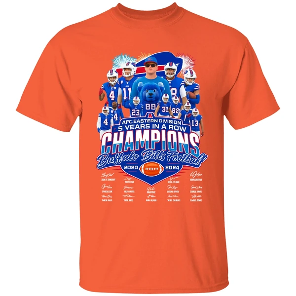 Afc Eastern Division 5 Years In A Row Champions Buffalo Bills Football 2020 2024 Shirt - Image 5