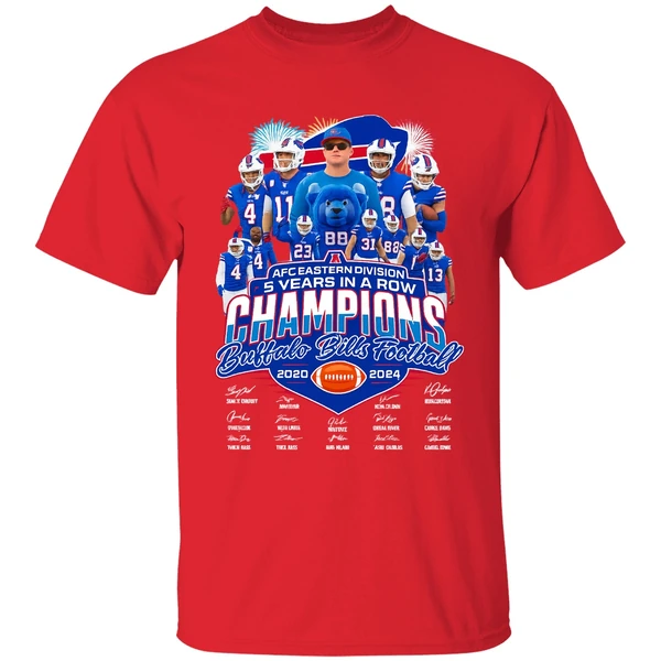 Afc Eastern Division 5 Years In A Row Champions Buffalo Bills Football 2020 2024 Shirt - Image 6
