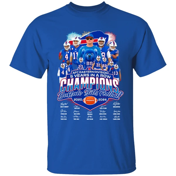 Afc Eastern Division 5 Years In A Row Champions Buffalo Bills Football 2020 2024 Shirt - Image 7