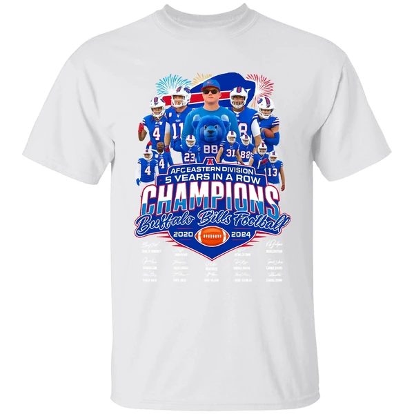 Afc Eastern Division 5 Years In A Row Champions Buffalo Bills Football 2020 2024 Shirt - Image 9