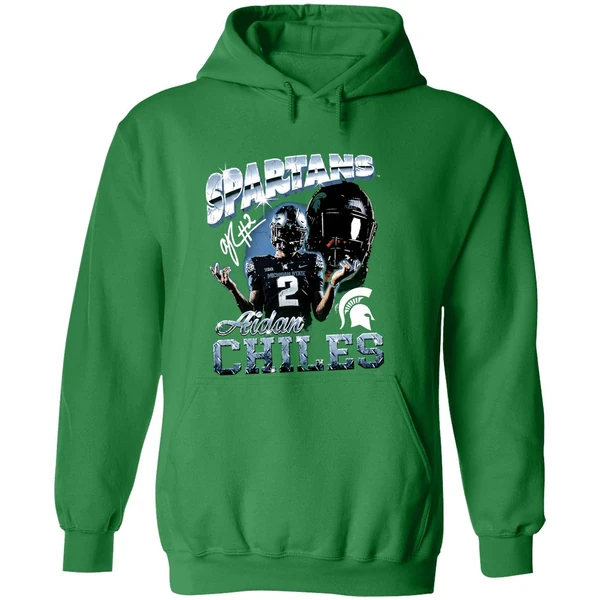 Aidan Chiles Michigan State Spartans Graphic Hoodie - Image 2