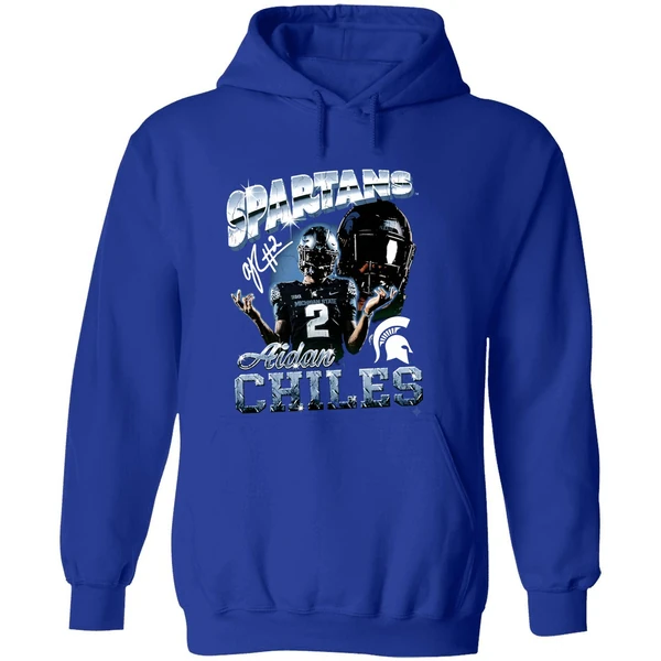 Aidan Chiles Michigan State Spartans Graphic Hoodie - Image 7