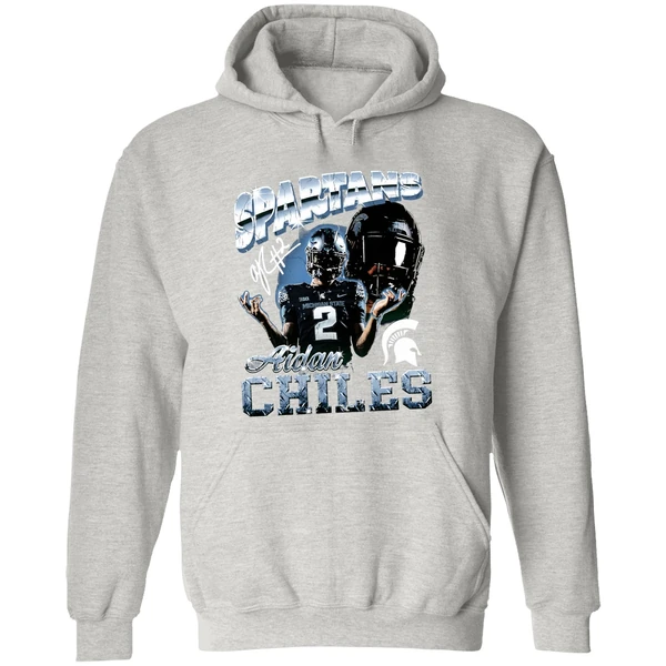 Aidan Chiles Michigan State Spartans Graphic Hoodie - Image 9