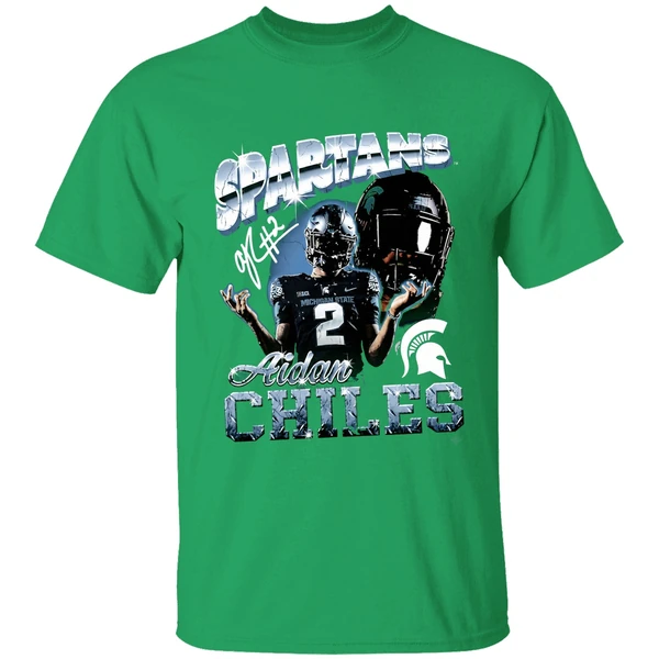 Aidan Chiles Michigan State Spartans Graphic Shirt - Image 2