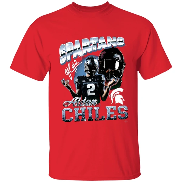 Aidan Chiles Michigan State Spartans Graphic Shirt - Image 7