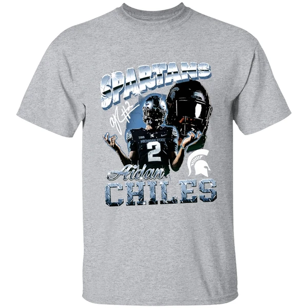 Aidan Chiles Michigan State Spartans Graphic Shirt - Image 9
