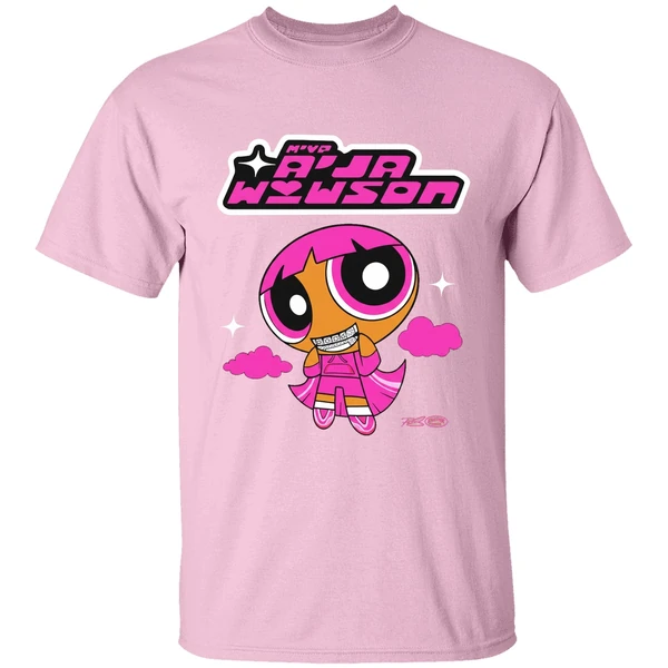 aja wilson mvp powherpuff cartoon shirt lightpink