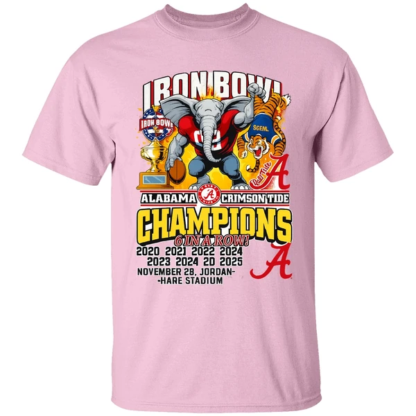 Alabama Crimson Tide 6 In A Row Iron Bowl Champions 2025 Shirt - Image 3