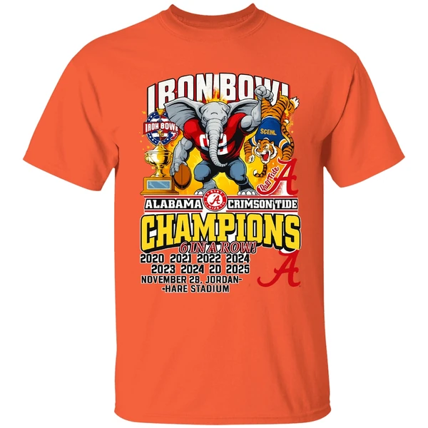 Alabama Crimson Tide 6 In A Row Iron Bowl Champions 2025 Shirt - Image 6