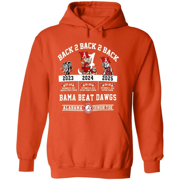 Alabama Crimson Tide Vs Georgia Bulldogs Nfl 2025 Back To Back To Back Bama Beat Dawgs Hoodie - Image 6