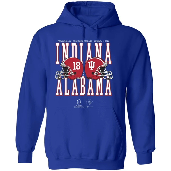 Alabama Vs Indiana 2025 2026 Rose Bowl Game Helmet Matchup Hoodie - Image 7