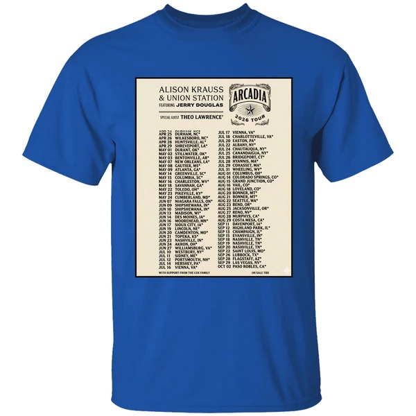 alison krauss union station arcadia tour 2026 poster shirt royalblue